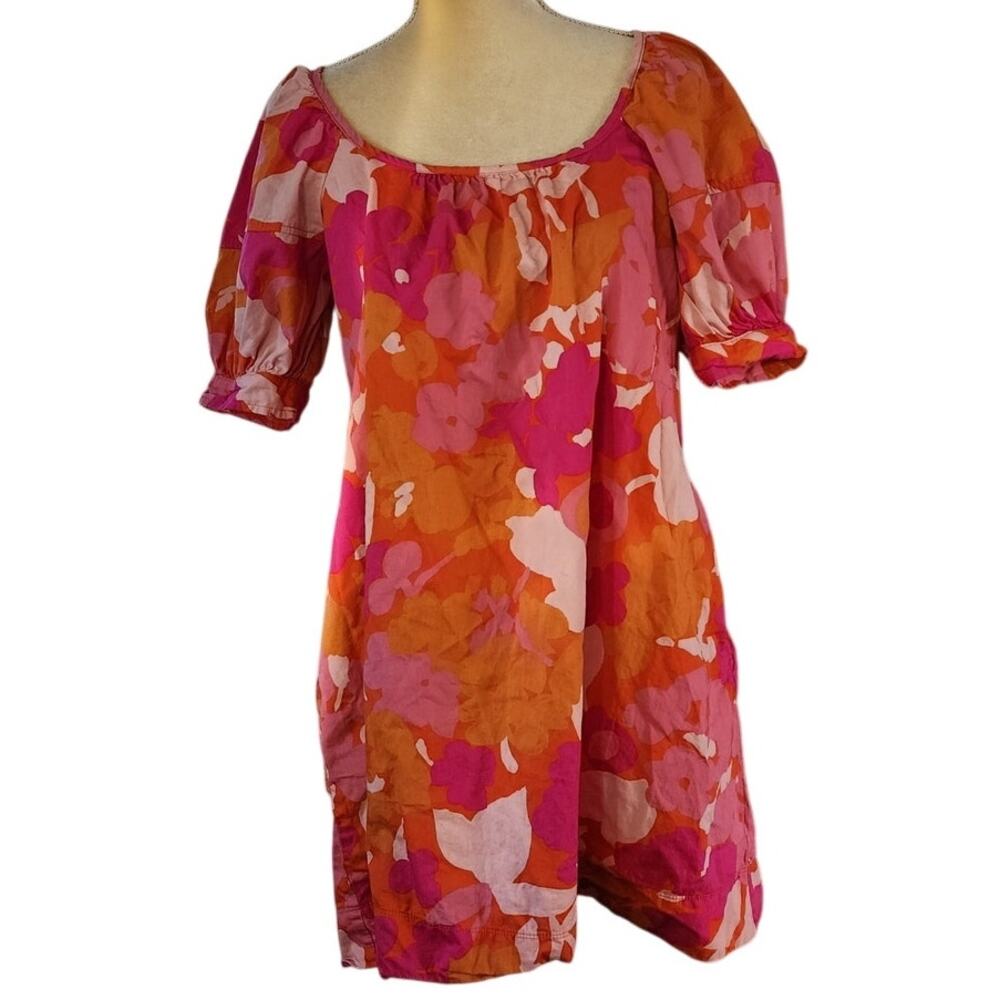 Free Assembly Floral Pink Orange Purple Knee Length Multicolored Dress Small